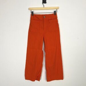 Maeve Anthropologie The Colette‎ Cropped Wide Leg Pants Orange Size 24 Linen